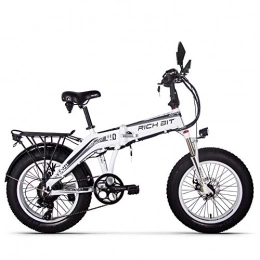 RICH BIT Fahrräder RICH BIT männer Elektrische Fahrrad Fat Reifen Strand Bike 20 Zoll RT-016 48V 500W 9, 6Ah (White)