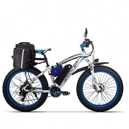 RICH BIT Fahrräder RICH BIT RT-012 26-Zoll Elektrofahrrad 1000w 48v Brushless Motor Heimtrainer, abnehmbare 17Ah Lithium Batterie Mountainbike Mechanische Scheibenbremse (Weiß-Blau 2.0)