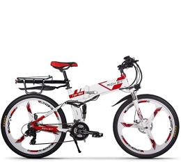 RICH BIT Elektrofahrräder Rich Bit Top-860 36V 12.8AH Full Suspension City Bike Folding Elektrische Faltenbergfahrrad (White-Red)