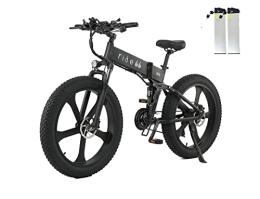 ride66 Fahrräder ride66 R5 26 Zoll Fat Tire Falt-E-Bike Mountainbike 48V 12, 8AH LG-Zellenbatterie 21-Gang-Hydraulikbremsen (Schwarze Doppelbatterie)