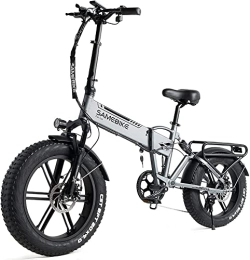 Samebike Fahrräder SAMEBIKE 20'' Elektrofahrrad für Erwachsene, XWLX09 Fat Tire Elektrofahrrad Elektro mit 48 V 10, 4 AH Herausnehmbarem Lithium-Ionen-Akku, Klappbares Mountain E-Bike für Strandschnee (Silber)