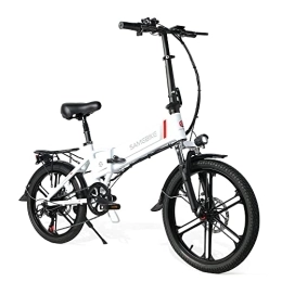 Samebike Fahrräder SAMEBIKE 20-Zoll-Elektrofahrrad für Erwachsene, XD30-II-Upgrade-Version mit 48 V 10, 4 Ah, Herausnehmbarem Lithium-Ionen-Akku, Faltbares Elektrofahrrad für Stadtpendler (Weiß)