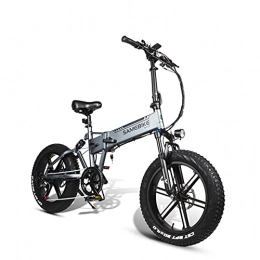 Samebike Elektrofahrräder SAMEBIKE Electric Bikes Erwachsene Faltbares 20"x 4, 0 Fettreifen Elektrische Fahrrad mit 500W Motor, 48V 10Ah entfernbare Batterie, Shimano 7-Gang, 15 km / h, Last 180 kg, Silber