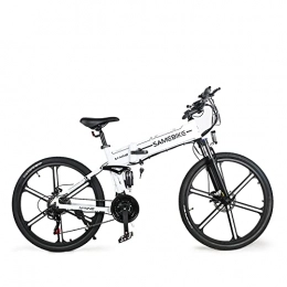 Samebike Fahrräder SAMEBIKE Elektrisches Mountainbike Erwachsene 26 Zoll Faltbares E-MTB, 500W-Motor, Vorderradaufhängung Mountainbike mit LCD-Anzeige, Shimano 21-Gang-Getriebe Doppelscheibenbremsen, Weiß