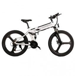 SAMEBIKE (Weiß) Fahrräder SAMEBIKE Elektrisches Mountainbike, Faltends E-Bike mit Magnesium-Leichtmetallrad, 350W 48V / 10.4A