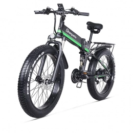 YUESUO Fahrräder Shengmilo (MX01) Elektrofahrrad für Erwachsene, 1000 W, fetter Reifen, 66 x 10, 2 cm, Elektrofahrrad für Erwachsene, mit abnehmbarem Lithium-Akku und Ladegerät, Schwarz / Grün, Ersatzakku)