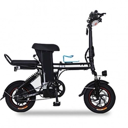 SHENXX Fahrräder SHENXX Zusammenklappbares Elektrisches Fahrrad Tragbares Faltbares Mountainbike 48V 20Ah Lithium-Batterie 12" Reifen Elektrisches Fahrrad mit 350W Bürstenlosem Motor, Schwarz, weiß, rot, 80km, Schwarz