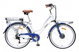 Stem Elektrofahrräder STEM Elektrofahrrad E-Bike Samsung Lithium Akku 26' 250W Shimano 6-Gang Elektromotor inkl. USB, Farbe:wei-blau