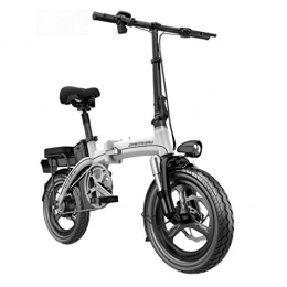 Style wei Elektrofahrräder Style wei Folding Elektro-Fahrrad 14-Zoll-Speichen-Rad Leichtbau-elektrisches Fahrrad 48V 8Ah Lithium-Batterie (Color : White)