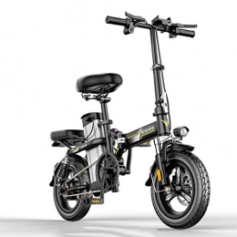 Style wei Elektrofahrräder Style wei Smart Folding Electric Bike 14inch Mini elektrisches Fahrrad 48V 32A LG Lithium-Batterie City Bike 350W Leistungsstarke Berg Ebike (Color : Black)