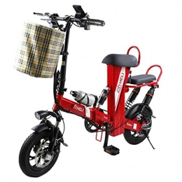suyanouz Fahrräder Suyanouz Mini Elektrisches Fahrrad 12-Zoll-Power-Folding Roller Erwachsene Kleine Erzeugung Antrieb Elektrisches Fahrrad Lithium-Batterie-Elektrisches Fahrrad, Rot 15Ah-Batterie, A