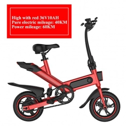 SYCHONG Fahrräder SYCHONG Folding Electric Bike Mit 36V 10Ah Lithium-Ionen-Akku, 12-Zoll-Ebike Mit 250W Brushless Motor, LED-Fahrrad-Licht, 3 Riding Mode, Rot