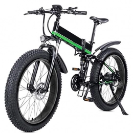 Syxfckc Elektrofahrräder Syxfckc Elektrische Fahrradreifen 26 Zoll dick faltbaren elektrisches Fahrrad mit 48V 12Ah Lithiumbatterie beweglich mit dem hinteren Sitz (Color : Green)