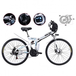 TANCEQI Fahrräder TANCEQI Elektrofahrräder Faltrad MTB Mountainbike E-Bike 26 Zoll Doppel-Federung Und 21 Speed Fahrrad Elektrofahrrad 3-Modus-Power-Scooter-LED-Scheinwerfer Für Erwachsene, Weiß