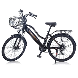 TAOCI Fahrräder TAOCI 26 Zoll Elektrofahrrad City Commute Bike für Damen Erwachsene mit 36V Abnehmbarer Lithium-Akku E-Bike Shimano 7-Gang Mountainbikes für Reisen Workout (Black)