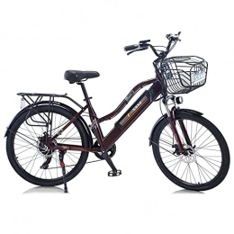 TAOCI Elektrofahrräder TAOCI 26 Zoll Elektrofahrrad City Pendel Fahrrad für Damen Erwachsene mit 36V 250 / 350W Abnehmbarer Lithium-Akku E-Bike Shimano 7-Gang Mountainbikes für Reisen Workout (braun, 350)