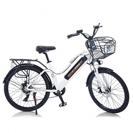 TAOCI Elektrofahrräder TAOCI E-Bike für Damen, für jedes Gelände, 26 Zoll, 36 V, 350 W, Shimano, 7 Gänge, abnehmbarer Lithium-Ionen-Akku, Mountainbike für Arbeit, Outdoor, Radfahren, Reisen (weiß, 250 W)