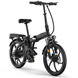 TGHY Fahrräder TGHY Faltbares Elektrofahrrad 20" E-Bike für Erwachsene 240W-Brushless-Motor Abnehmbare 48V-Lithiumbatterie 6-Gang Tretunterstützung Scheibenbremse Tragbares Elektrofahrrad für Pendler, Schwarz