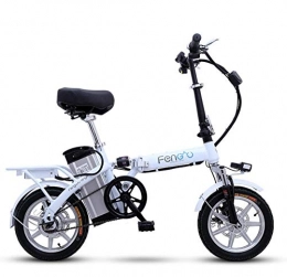 Minkui Elektrofahrräder Tragbares zusammenklappbares Elektrofahrrad 14-Zoll-Elektrofahrrad Abnehmbares Batterie-E-Bike Zwei Scheibenbremsen Elektrofahrrad Mini Adult E-Bike-25ah weiß_