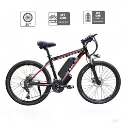 UNOIF Elektrofahrräder UNOIF Bike Mountainbike elektrisches Fahrrad mit 21-Gang-Shimano-Übertragungssystem, 350W, 13AH, 36V-Lithium-Ionen-Akku, 26" Zoll, Pedelec City Bike Leichte, Black red