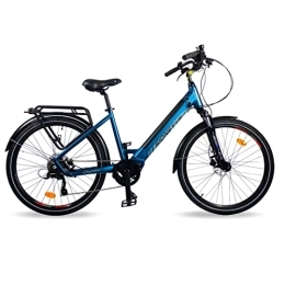 URBANBIKER Fahrräder Urbanbiker E-Bike Sidney Plus Blau 26" Zoll, 55 Nm Mittelmotor, herausnehmbarer Lithium-Akku 504 WH (36V 14 Ah), für Damen und Herren, Elektrofahrrad Touring E Bike