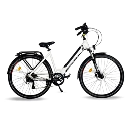 URBANBIKER Fahrräder Urbanbiker E-Bike Sidney Weiß 28" Zoll, Motor 250W, herausnehmbarer Lithium-Akku 504 WH (36V 14 Ah), für Damen und Herren, Elektrofahrrad Touring E Bike