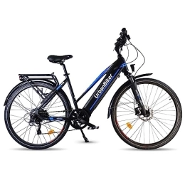 URBANBIKER Fahrräder URBANBIKER Viena Trekking E Bike Blau 28". Motor 250W, herausnehmbarer Lithium Akku 720 WH (48v 15Ah), für Damen und Herren, All Terrain E-Bike