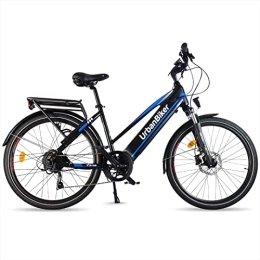 URBANBIKER Fahrräder URBANBIKER Viena Trekking E Bike Blau / Gelb, Motor 250W, herausnehmbarer Lithium Akku 960 WH (48v 20Ah), für Damen und Herren, All Terrain E-Bike (M, Azul)