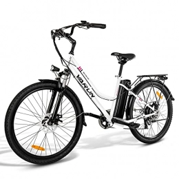 VARUN Elektrofahrräder VARUN Damen Herren E-Bike 26 Zoll Elektrofahrrad Shimano 7 Gänge Pedelec Citybike mit 250W Motor 36V 10.4AH Lithium-Ionen-Akku E-Fahrrad für Erwachsene (Weiß)