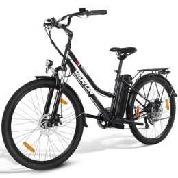 VARUN Fahrräder VARUN E-Bike, 26" Damen Herren Ebike mit Shimano 7 Gänge Elektrofahrräder mit 250W Motor 25KM / H, 36V 10.4AH Lithium-Ionen-Akku, Elektrofahrrad mit 3 Fahrmodi, LCD-Display für Pendeln zur Arbeit