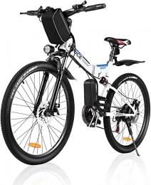Vivi Elektrofahrräder VIVI E-Bike Herren Elektrofahrrad, 26 Zoll Mountainbike Klappbar Elektrofahrrad, Shimano 21-Gang Elektrisches Fahrrad mit Abnehmbare 36V Lithium-Ionen Batterie (weiß Blau)
