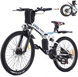 Vivi Elektrofahrräder VIVI E-Bike Mountainbike 26 Zoll Elektrofahrräder, Klappfahrrad 350W Elektrisches Fahrrad Mit Herausnehmbarer 8Ah Batterie, Professionelle 21-Gang-gänge, Vollfederung (Weiß-Style 2)