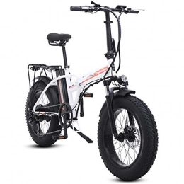 WFIZNB Fahrräder WFIZNB Elektrische Bike 500W 4, 0 fett Reifen elektrische Fahrrad Beach Cruiser Bike Booster Fahrrad klapp 48v 15AH Lithium-Batterie ebike, Weiß