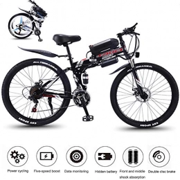 WFWPY Faltrad E-Bike Elektrofahrrad, 26 Zoll LED-Kristalldisplay Hochklappbarer Kohlenstoffstahlrahmen 350W Motor Mit Lithium-ION-Batterien 36V8 / 10 / 13AH,Blackspoke Wheel