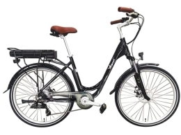 Wispeed Fahrräder Wispeed Elektrofahrrad Citybike für Erwachsene, Komfort, Stromversorgung 36 V, 12, 8 Ah, 7 Gänge, Shimano, Rahmen aus Aluminium, W_C300_28_BK, Schwarz, L