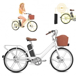 WSCQ Elektrofahrräder WSCQ Damen City-E-Bike, Pedelec Citybike leicht 24 Zoll Vollreifen 250W und 16Ah, 36V Lithium-Ionen-Akku mit Fahrradkorb, Weiß