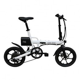 WUS Fahrräder Wu's 16 Zoll Elektrisches Klapprad, Austauschbarer Lithium-Ionen-Akku, Scheibenbremsen, LCD-Display, 25 Km / H, Reichweite 40-60 Km, 6 Geschwindigkeiten, Aluminiumlegierung, White