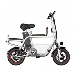 WUS Fahrräder Wu's Elektrisches Zweirad-Klappfahrrad, Austauschbarer Lithium-Ionen-Akku, Trommelbremsen, LCD-Display, 37 Km / H, Driving Range 38 Km, Stodmpfer, Dreisitz, Korb, White