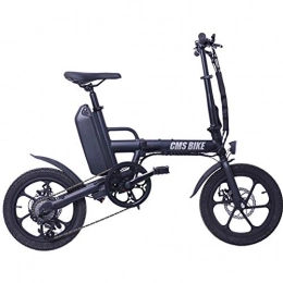 WXX Fahrräder WXX 16 Zoll Variable Geschwindigkeit Klappbares Elektrofahrrad Aluminiumlegierung Doppelscheibenbremse Elektrofahrrad LED Highlight Licht Outdoor-Sportfahrrad, Schwarz