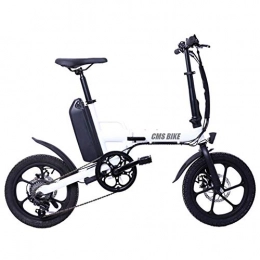 WXX Fahrräder WXX 16 Zoll Variable Geschwindigkeit Klappbares Elektrofahrrad Aluminiumlegierung Doppelscheibenbremse Elektrofahrrad LED Highlight Licht Outdoor-Sportfahrrad, Weiß