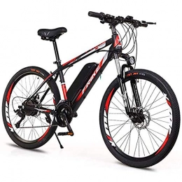 WXX Fahrräder WXX 26-Zoll-Doppelscheiben-Elektrofahrrad Mit Variabler Geschwindigkeit Und Abnehmbarem Lithium-Ionen-Akku Für Geländefahrräder, Black red, 21a