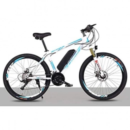 WXX Fahrräder WXX 26-Zoll-Doppelscheiben-Elektrofahrrad Mit Variabler Geschwindigkeit Und Abnehmbarem Lithium-Ionen-Akku Für Geländefahrräder, White Blue, 21a