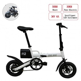 WYD Elektrofahrräder WYD Faltbares E-Bike Mini E-Bike 36V 6A 250W mit Ausdauer 25KM und Höchstgeschwindigkeit 25km / h, 12"Doppelscheibenbremsen Fahrrad City Commuter Mountainbike, White