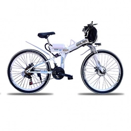 WYFDM Elektrofahrräder WYFDM Mountain-Zoll-Fahrrad mit Einer Höchstgeschwindigkeit von 60 km / h, 35 km / h, elektrisches Fahrrad, zusammenklappbar, 500-W-Motor, Doppelstoßdämpfer, Ebike, White, 26
