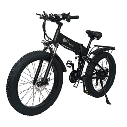 N\F Elektrofahrräder X26 26-Zoll-Klapp-Elektro-Mountainbike für Erwachsene, Snowbike, 21-Gang-Elektrofahrrad mit Zwei austauschbaren 10-Ah-Batterien (Schwarz (10-Ah-Batterien * 2))