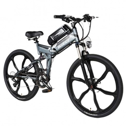 YRWJ 26 Zoll Elektrische Mountainbike 24 Geschwindigkeit Faltbare Elektroauto Mit LCD-Display Outdoor Herren Citybike (Herausnehmbare Lithium-Batterie),Grey-26Inch