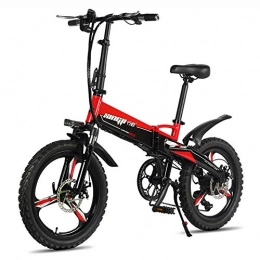 ZBB Elektrofahrräder ZBB Elektrische Fahrräder Faltbare mountainbikes 48 v 250 watt Erwachsene aluminiumlegierung 7 geschwindigkeiten elektrische fahrräder doppel stoßdämpfer fahrräder mit 20 Zoll Reifen, Rot, 50to60KM
