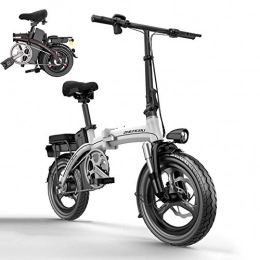 ZHAOSHOP Fahrräder ZHAOSHOP Faltbares E-Bike Faltrad 14 Zoll Elektrofahrrad 250W Stabile bürstenlosem Motor mit Lithium-Akku (400W, 48V, 8Ah), White