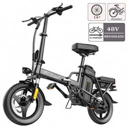 ZJGZDCP Elektrofahrräder ZJGZDCP 14 Zoll Adult elektrisches Fahrrad 46V 350W Motor faltbares Fahrrad E-Bikes Handy-Lithium-Batterie-Scheibenbremse mit LED-Anzeige - Endurance 60km (Color : Black, Size : Endurance 300km)