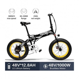ZJGZDCP Elektrofahrräder ZJGZDCP 20-Zoll-Fat Tire Electric Bike Folding E-Fahrrad 48V 12.8ah 1000W Motor 7 Geschwindigkeits-Schnee-Fahrrad-Aluminium Rahmen 5 PAS Mountain Bikes (Color : Yellow)